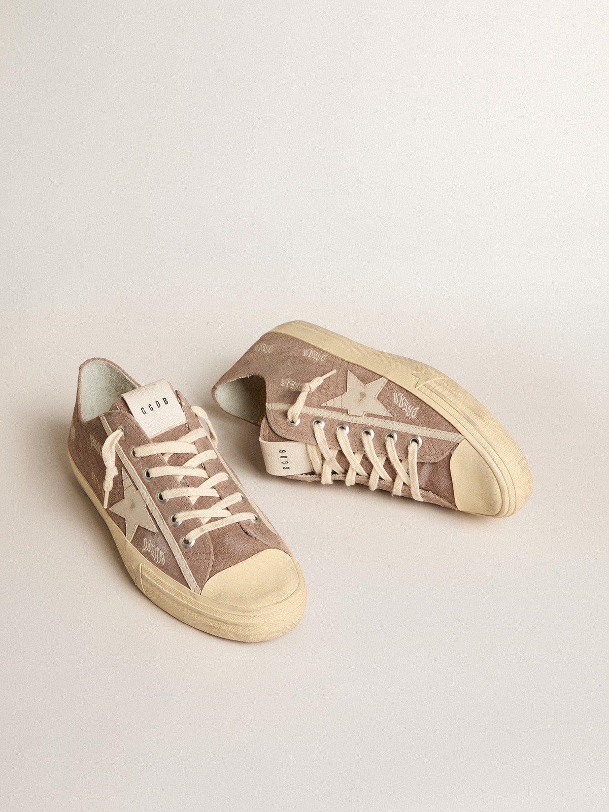 Men's V-Star in dove-gray suede with light gray leather star - Golden Goose Men