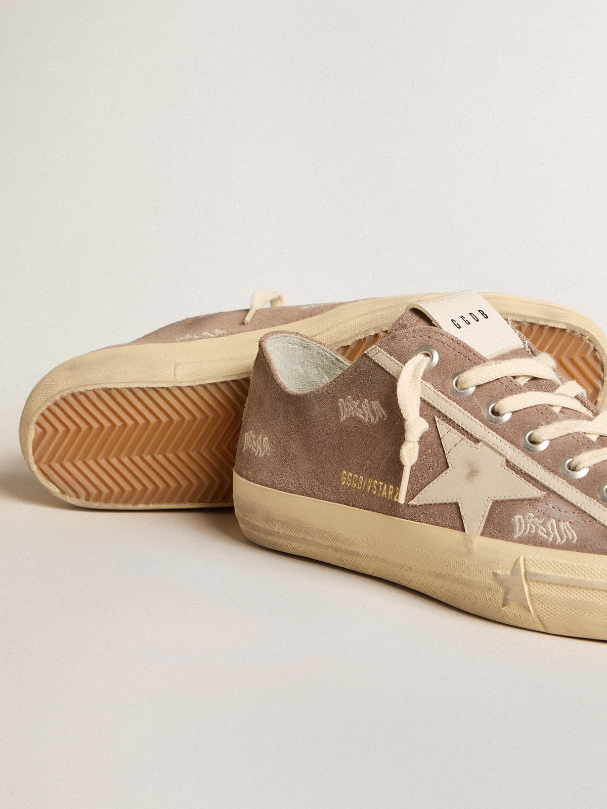 Men's V-Star in dove-gray suede with light gray leather star - Golden Goose Men