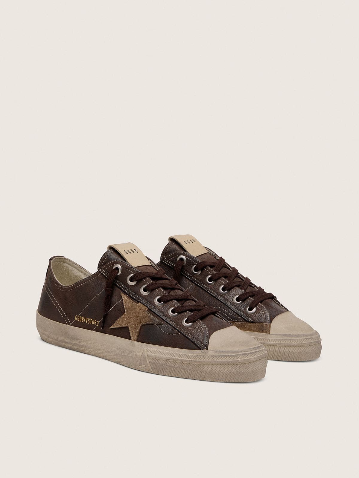 Men's V-Star in brown nubuck with tobacco-colored suede star - Golden Goose Men