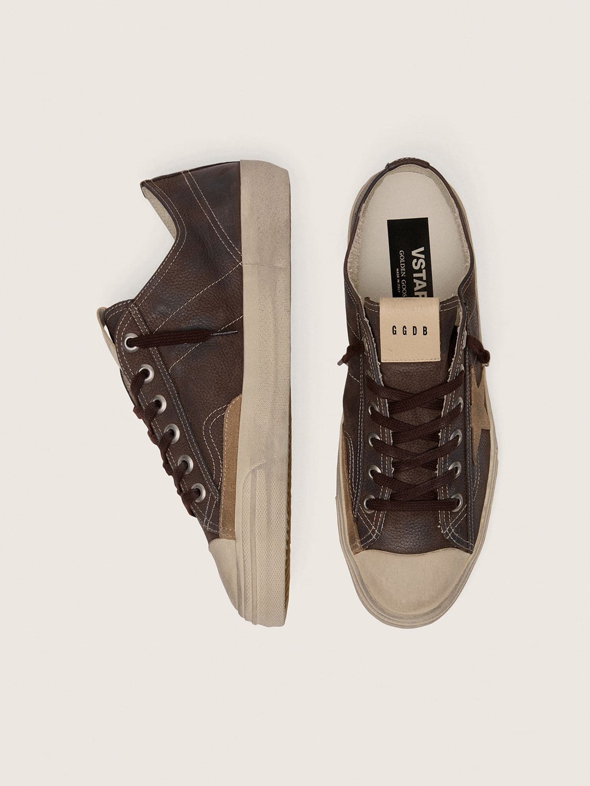 Men's V-Star in brown nubuck with tobacco-colored suede star - Golden Goose Men