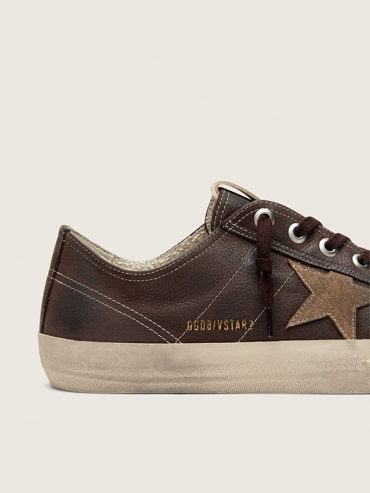 Men's V-Star in brown nubuck with tobacco-colored suede star - Golden Goose Men