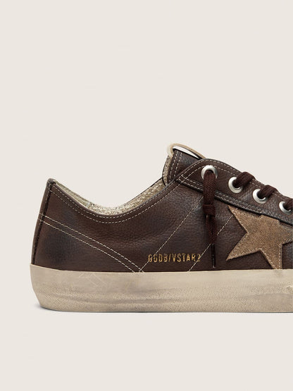 Men's V-Star in brown nubuck with tobacco-colored suede star - Golden Goose Men