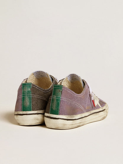 Men’s V-Star LAB in lilac leather and glitter with white star and silver glitter tongue - Golden Goose Men