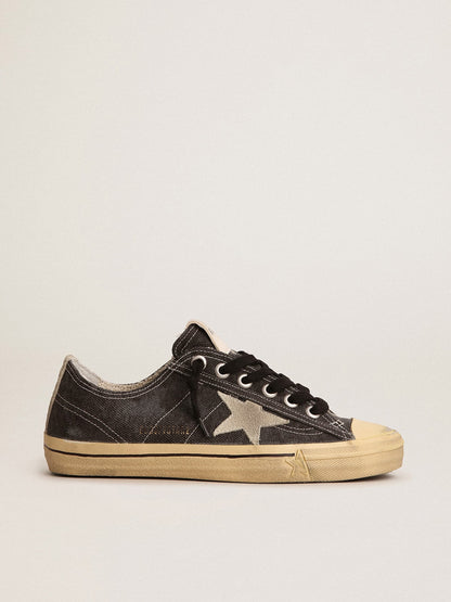Men's V-Star  in black canvas with ice-gray star and heel - Golden Goose Men
