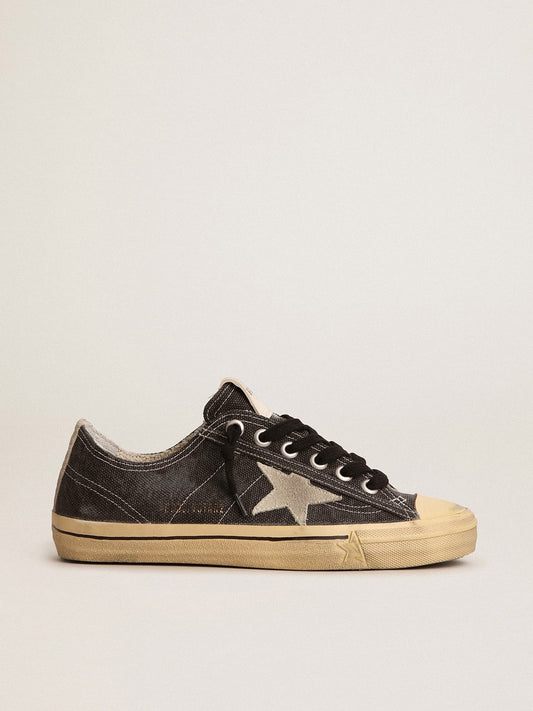 Men's V-Star  in black canvas with ice-gray star and heel - Golden Goose Men