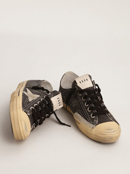 Men's V-Star  in black canvas with ice-gray star and heel - Golden Goose Men