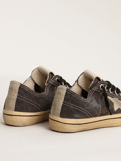 Men's V-Star  in black canvas with ice-gray star and heel - Golden Goose Men