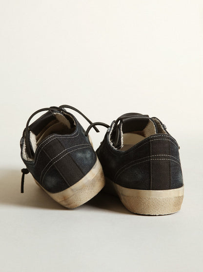 V-Star sneakers in midnight-blue denim with black leather star and toe - Golden Goose Men
