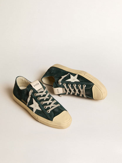 Men's V-Star in forest-green suede with white leather star - Golden Goose Men