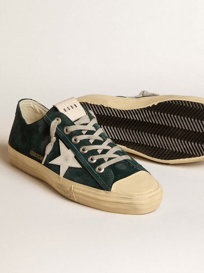Men's V-Star in forest-green suede with white leather star - Golden Goose Men