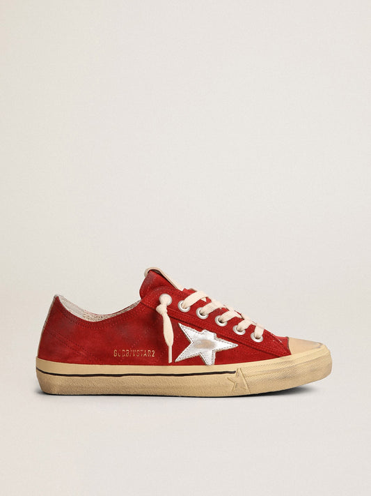 Men's V-Star  in dark red suede with silver star and heel tab - Golden Goose Men