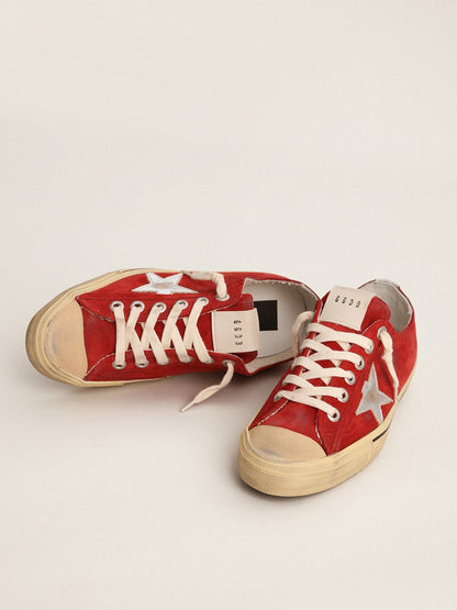 Men's V-Star  in dark red suede with silver star and heel tab - Golden Goose Men
