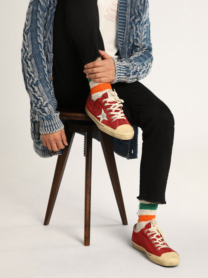 Men's V-Star  in dark red suede with silver star and heel tab - Golden Goose Men