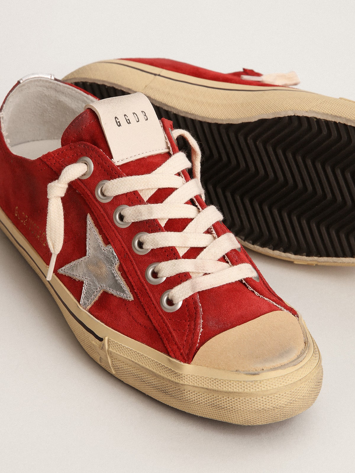 Men's V-Star  in dark red suede with silver star and heel tab - Golden Goose Men