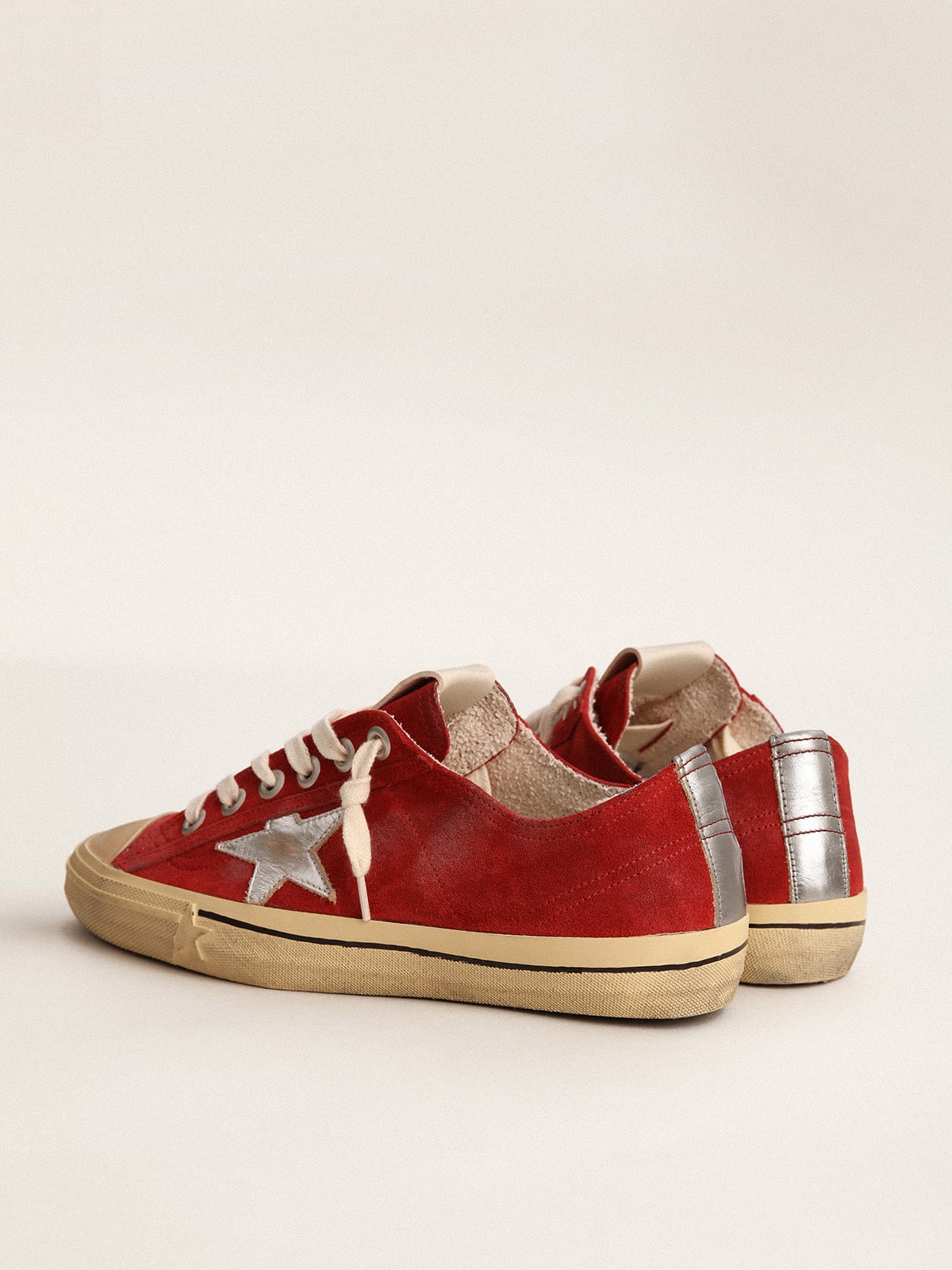 Men's V-Star  in dark red suede with silver star and heel tab - Golden Goose Men