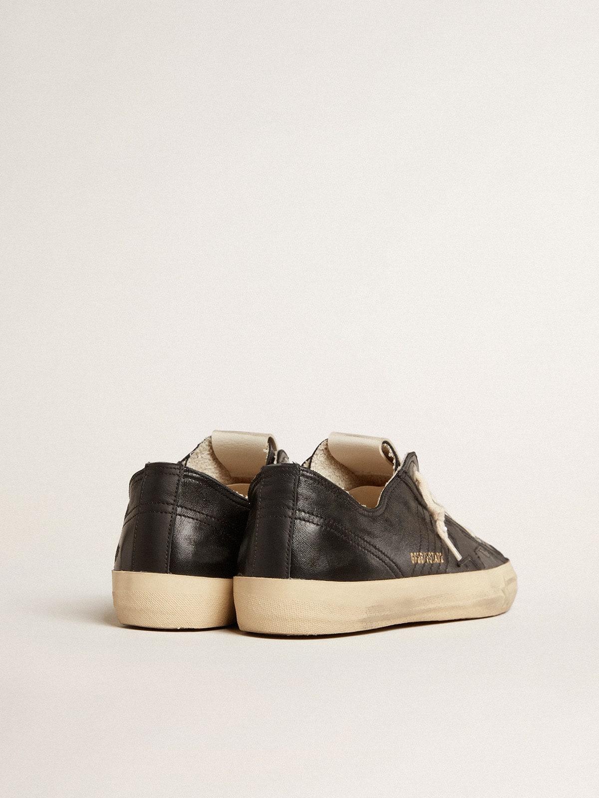 Men's V-Star in black nappa leather with a black leather star - Golden Goose Men