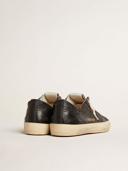 Men's V-Star in black nappa leather with a black leather star - Golden Goose Men