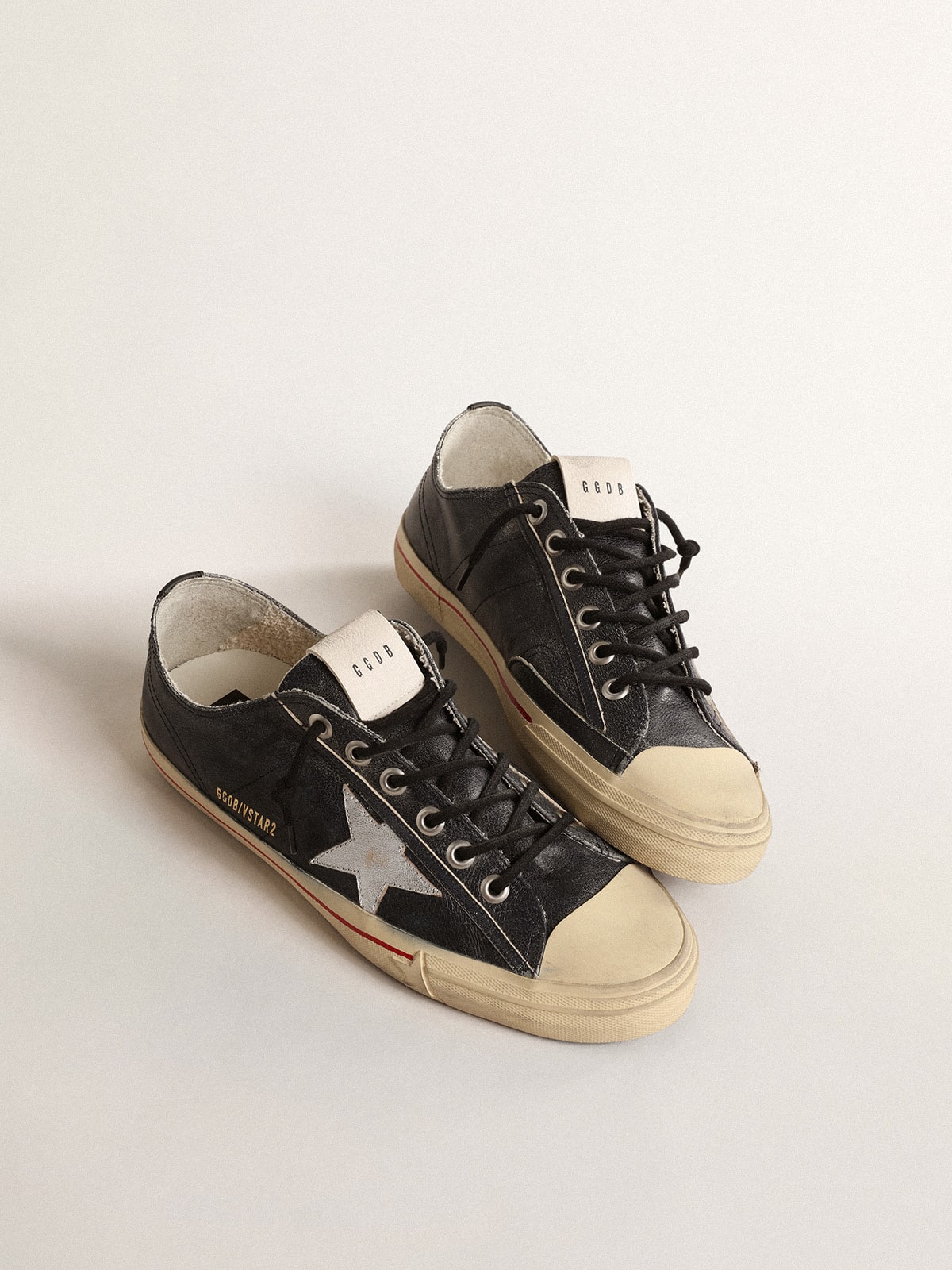 V-Star  in blue leather with silver metallic leather star - Golden Goose Men