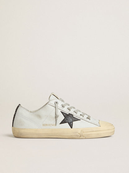 V-Star in leather with black crocodile-print leather star and heel tab - Golden Goose Men