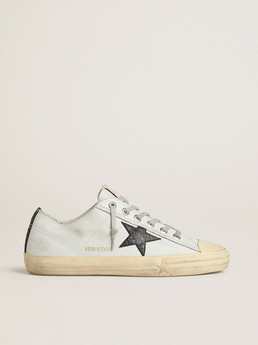 V-Star in leather with black crocodile-print leather star and heel tab - Golden Goose Men