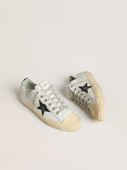 V-Star in leather with black crocodile-print leather star and heel tab - Golden Goose Men