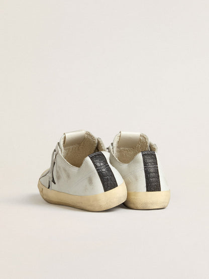 V-Star in leather with black crocodile-print leather star and heel tab - Golden Goose Men