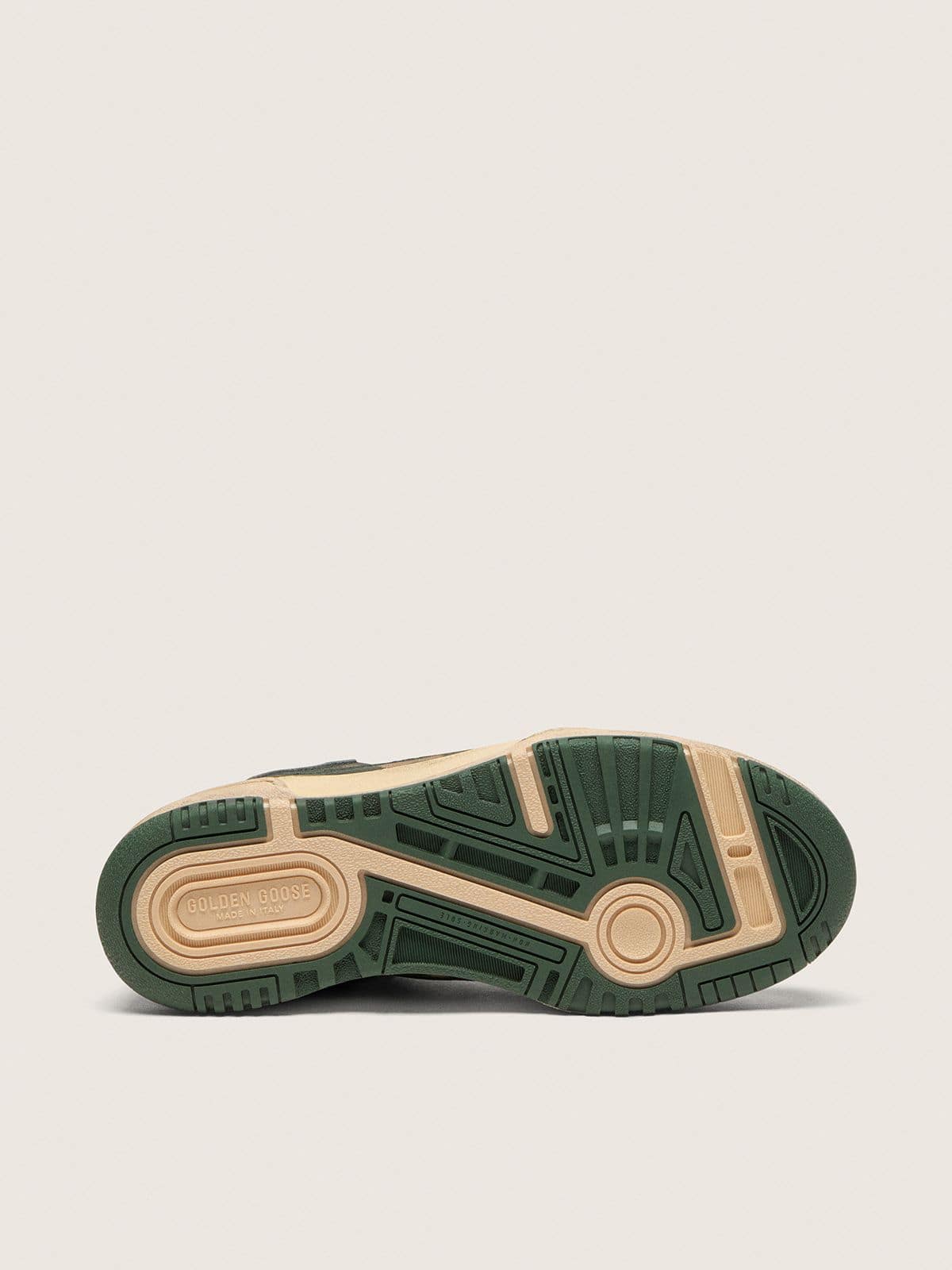 Men's Forty2 in green leather and cream nylon with TPU star and silver leather heel tab - Golden Goose Men