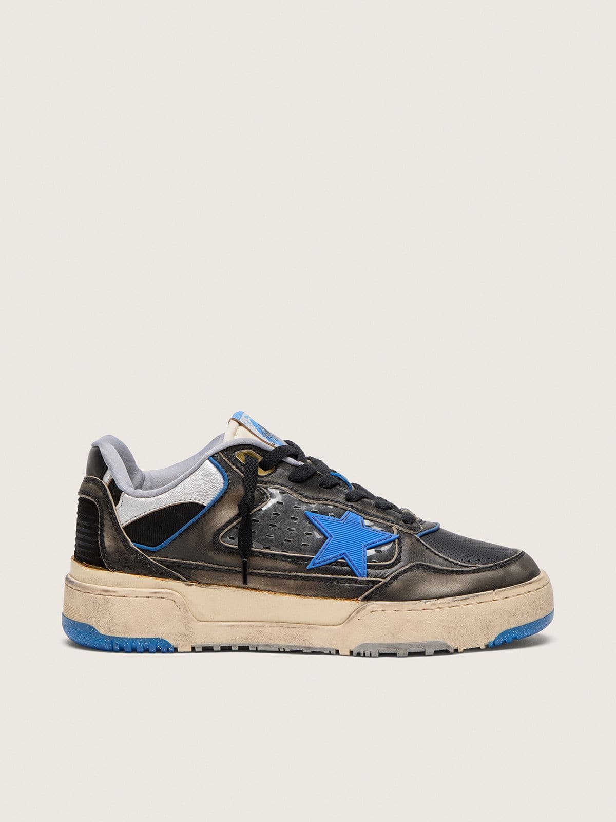 Men's Forty2 in black foam rubber and leather with TPU star and black leather heel tab - Golden Goose Men