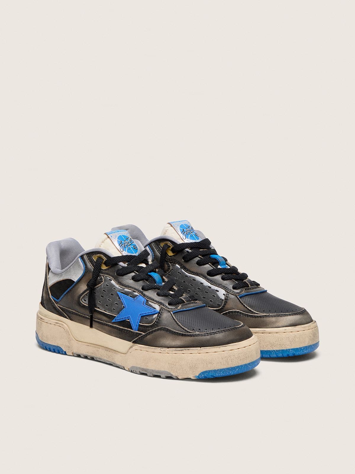 Men's Forty2 in black foam rubber and leather with TPU star and black leather heel tab - Golden Goose Men