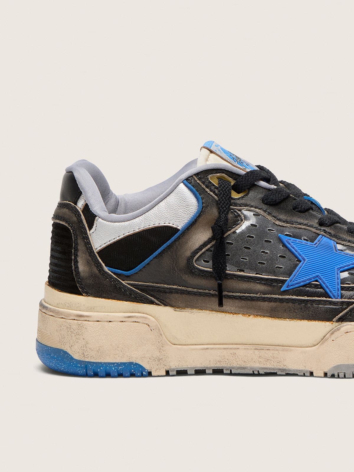 Men's Forty2 in black foam rubber and leather with TPU star and black leather heel tab - Golden Goose Men