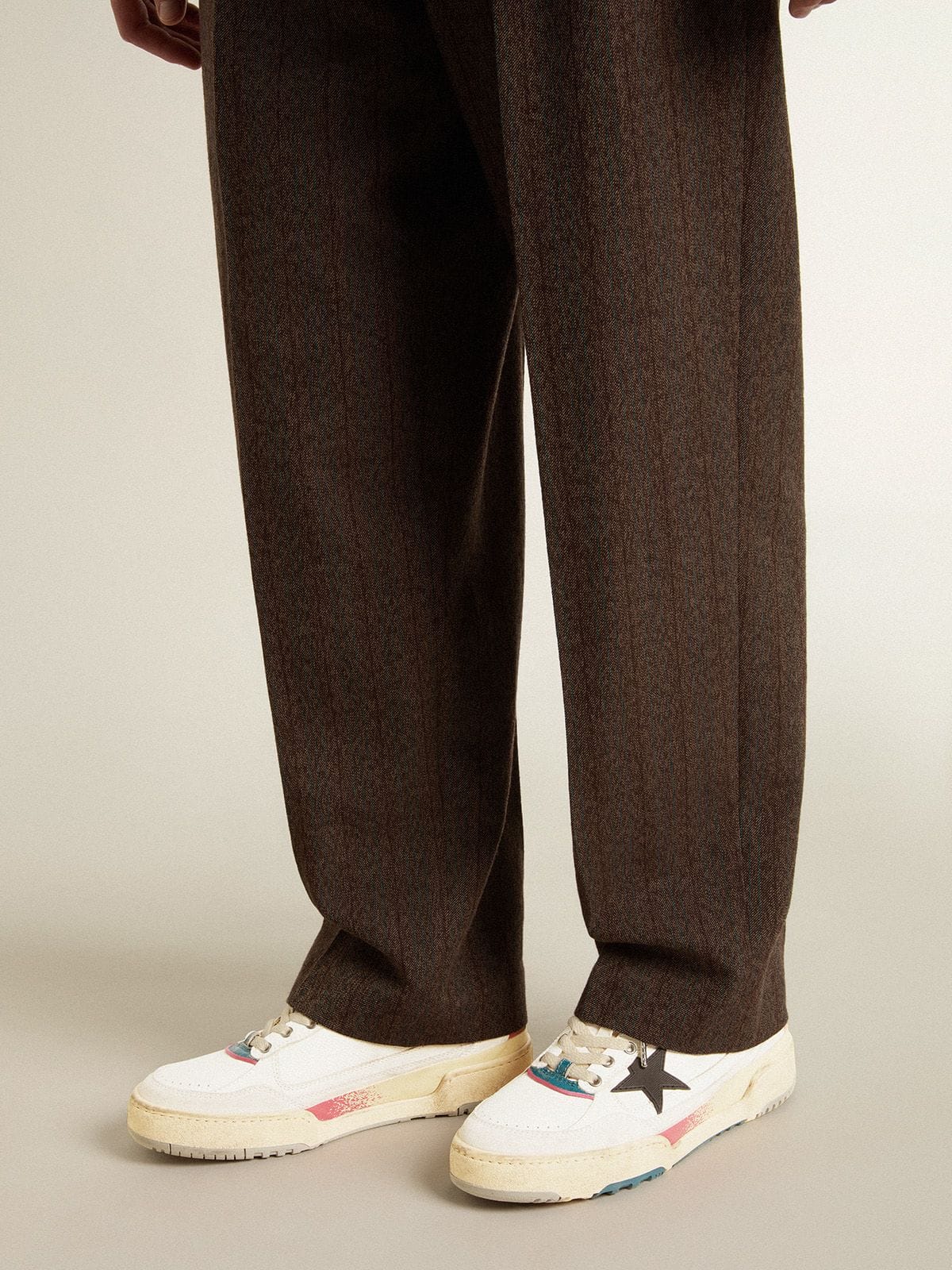 Men's Forty2 with black star and silver foiled leather heel tab - Golden Goose Men