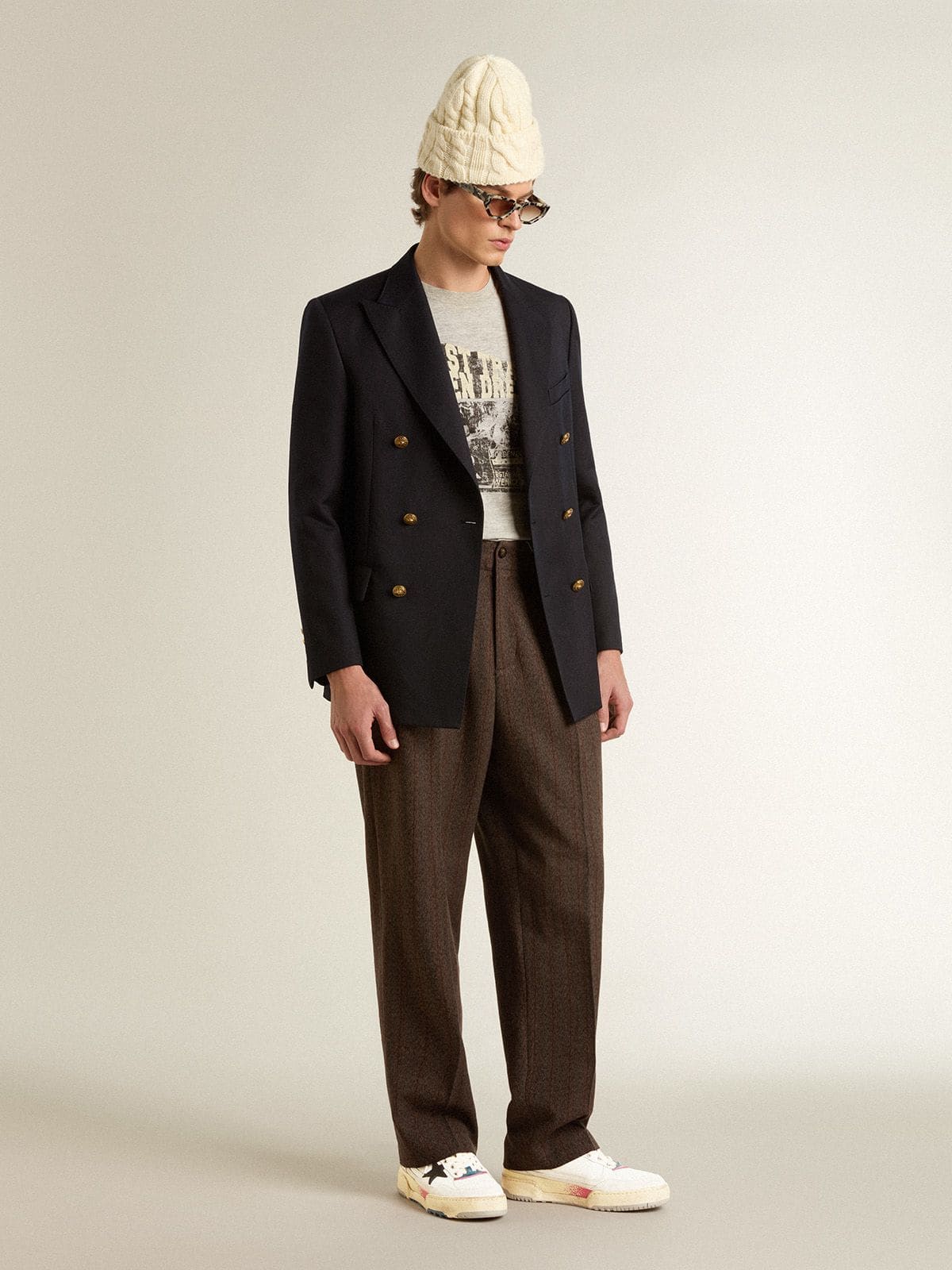 Men's Forty2 with black star and silver foiled leather heel tab - Golden Goose Men