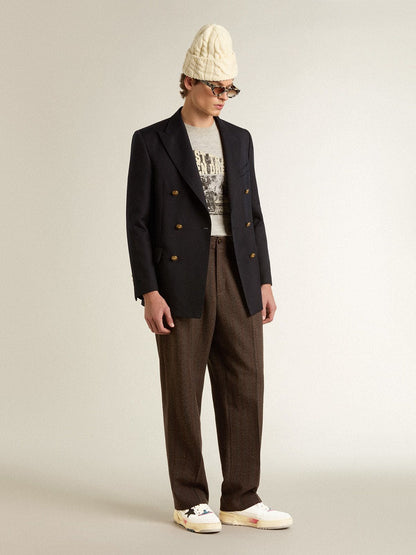 Men's Forty2 with black star and silver foiled leather heel tab - Golden Goose Men