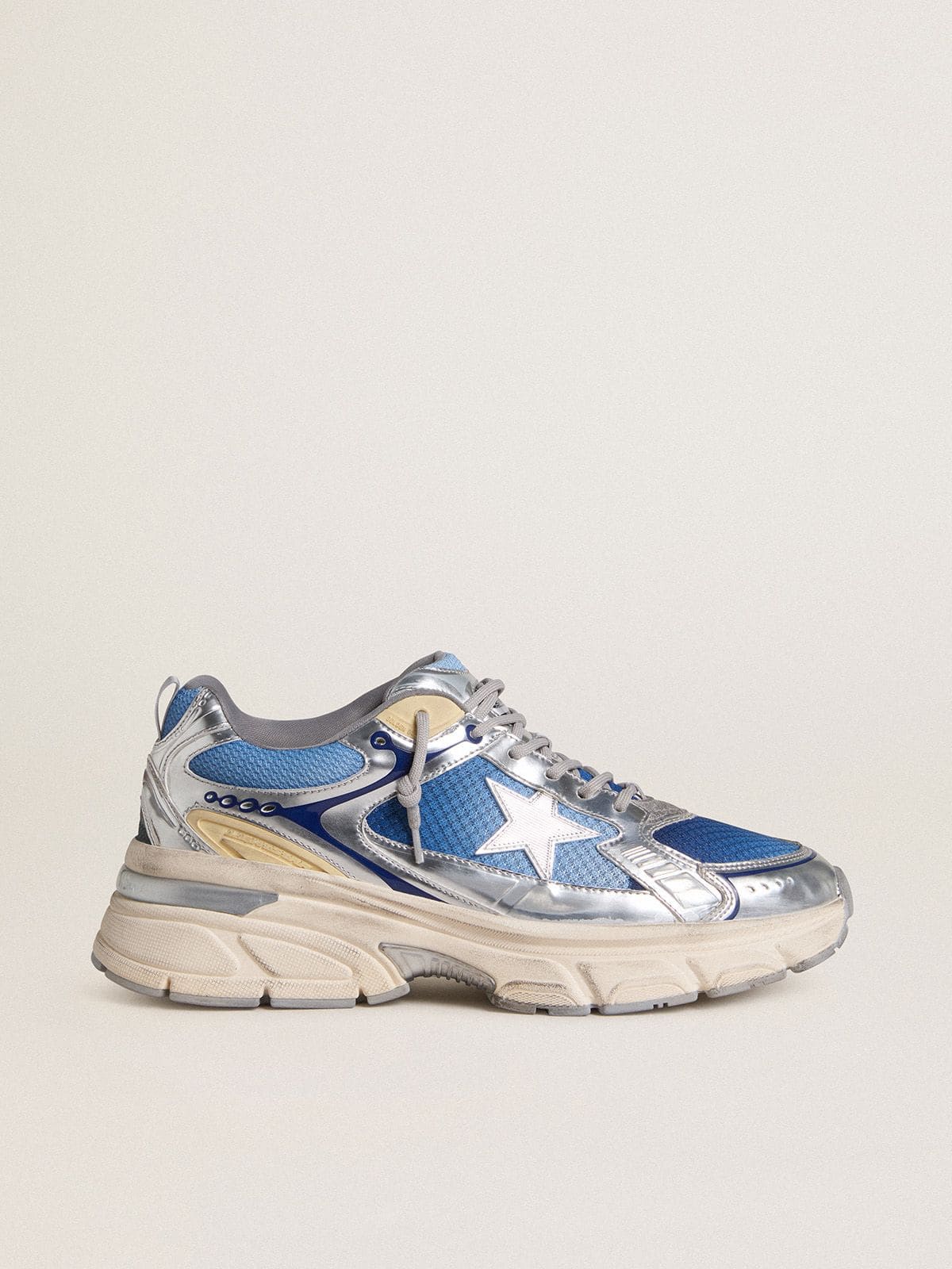 Men's Lightstar  in light blue mesh with white TPU star and silver bio-based inserts - Golden Goose Men