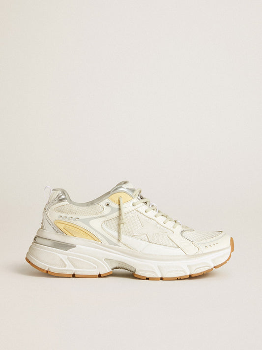 Men’s Lightstar in white leather and mesh with worn-white star - Golden Goose Men