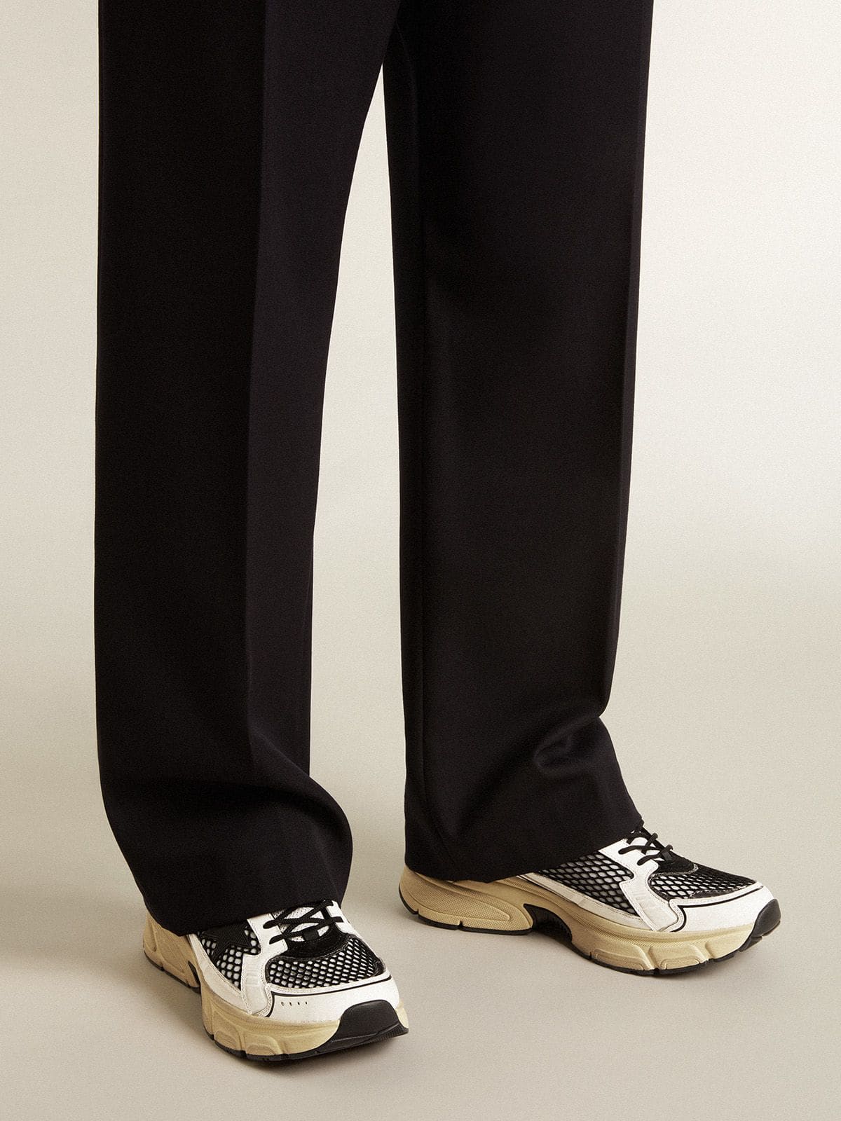 Men’s Lightstar in white leather and black mesh with black TPU star - Golden Goose Men