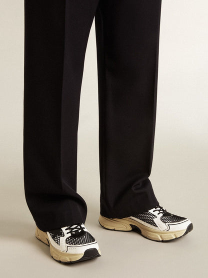Men’s Lightstar in white leather and black mesh with black TPU star - Golden Goose Men