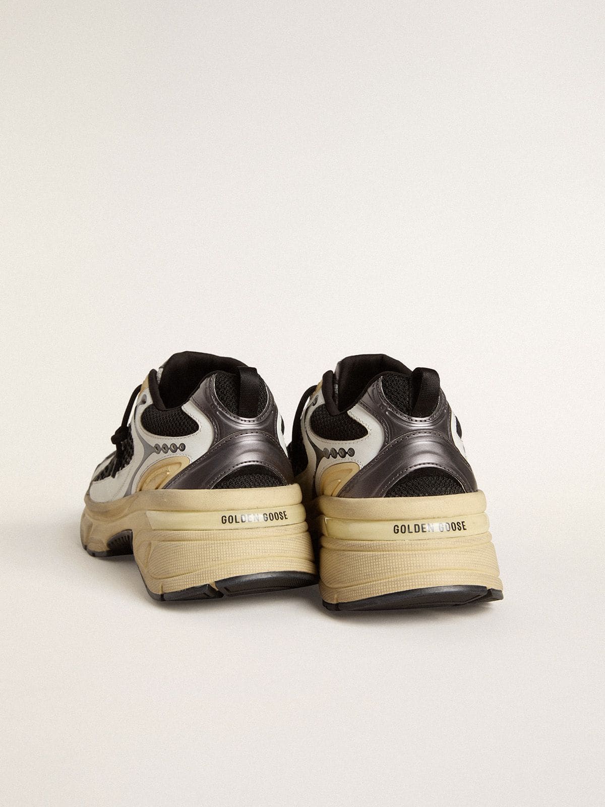 Men’s Lightstar in white leather and black mesh with black TPU star - Golden Goose Men