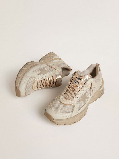 Men’s Lightstar in dove-gray leather and mesh with beige TPU star - Golden Goose Men