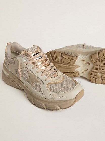 Men’s Lightstar in dove-gray leather and mesh with beige TPU star - Golden Goose Men
