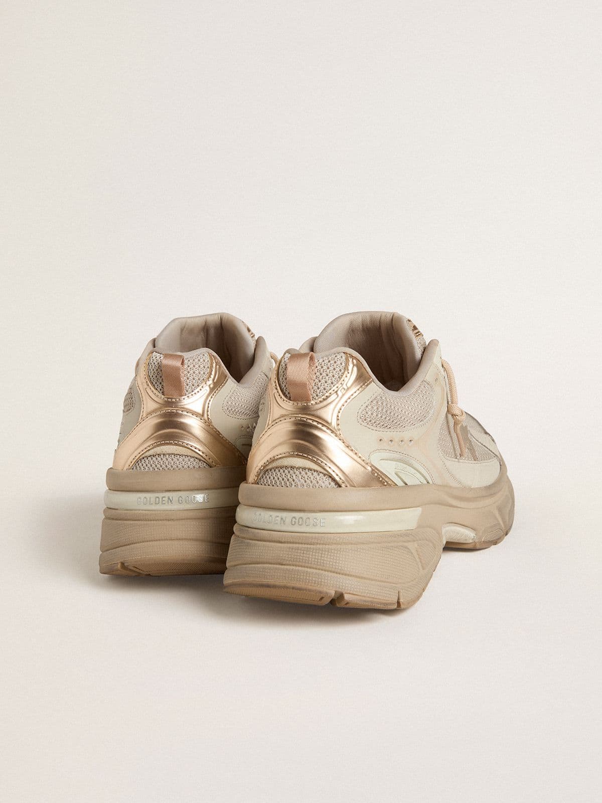 Men’s Lightstar in dove-gray leather and mesh with beige TPU star - Golden Goose Men