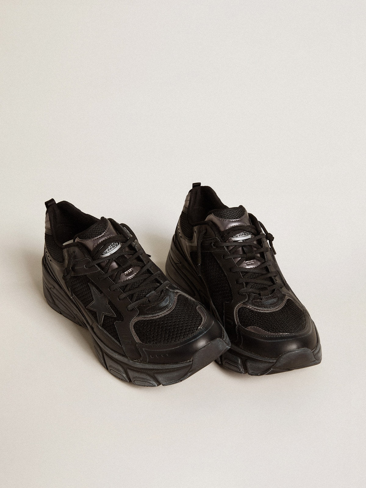Men’s Lightstar with black leather and mesh upper and black star - Golden Goose Men
