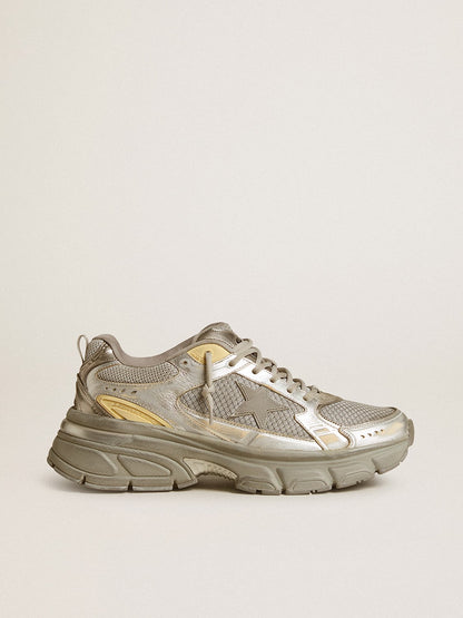 Men’s Lightstar in metallic leather and silver mesh with gray star - Golden Goose Men