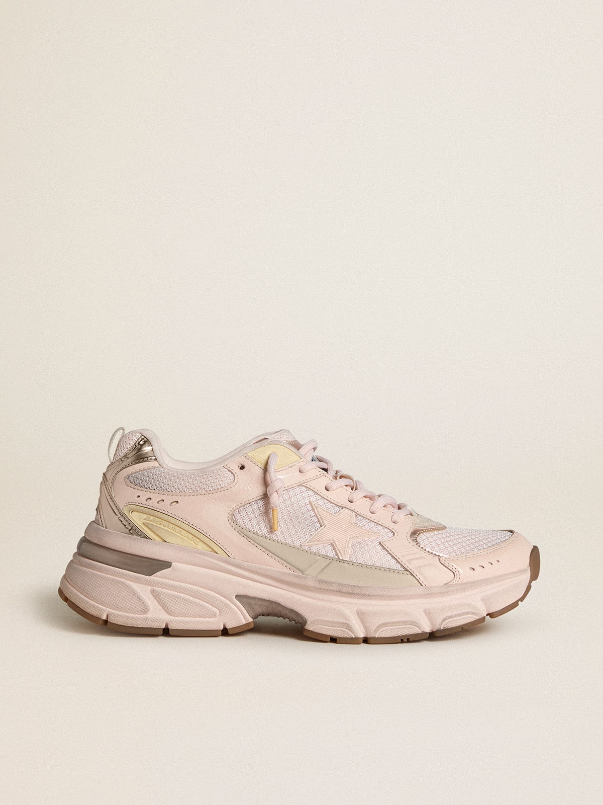 Men’s Lightstar with pink leather and mesh upper and pink star - Golden Goose Men