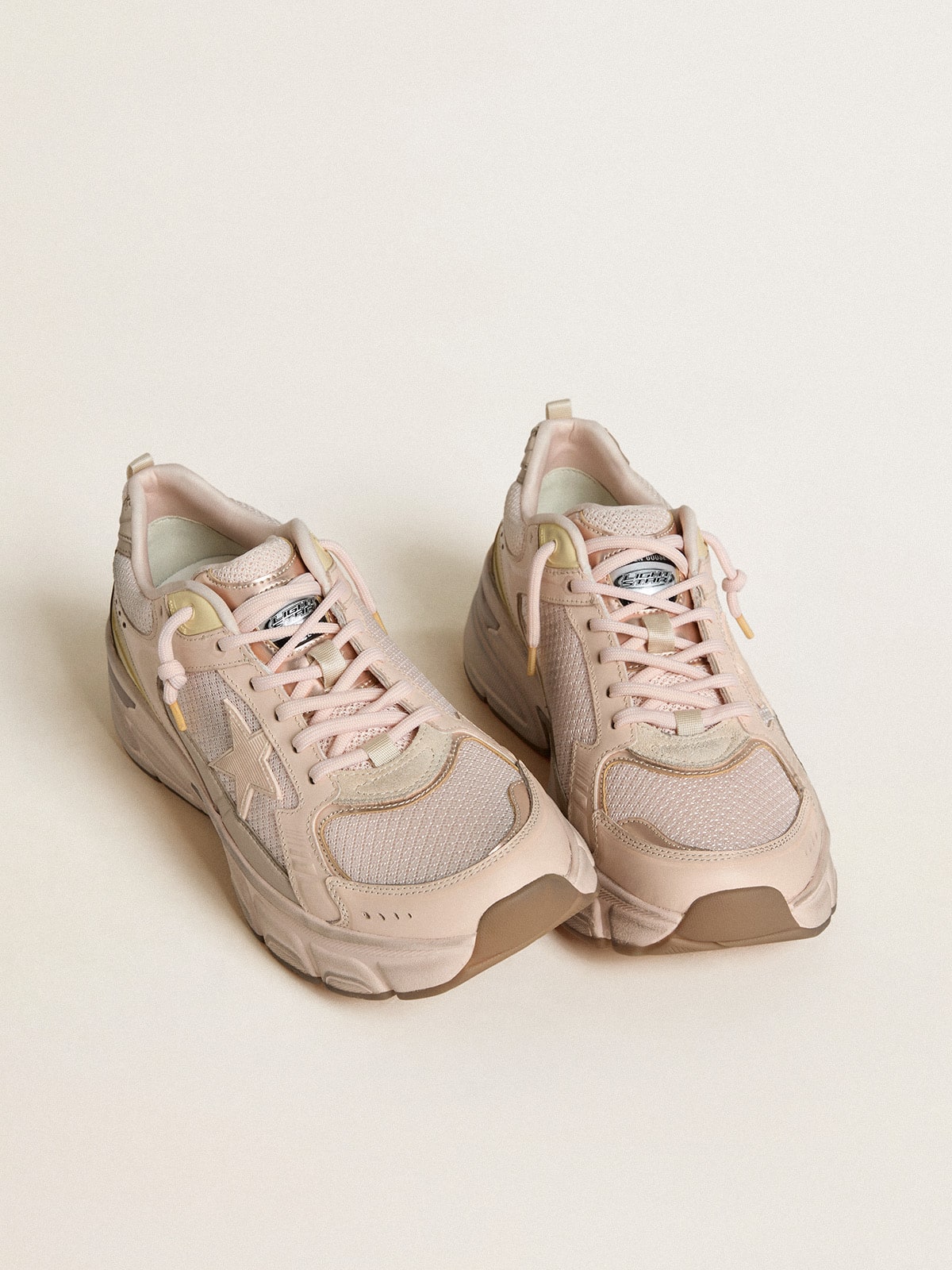 Men’s Lightstar with pink leather and mesh upper and pink star - Golden Goose Men