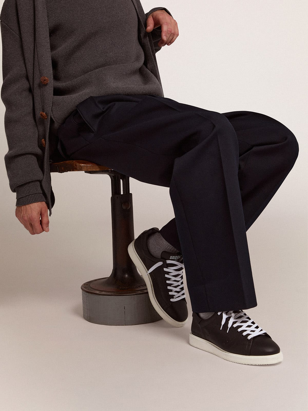 Men's Starter in leather with star printed on the heel tab - Golden Goose Men