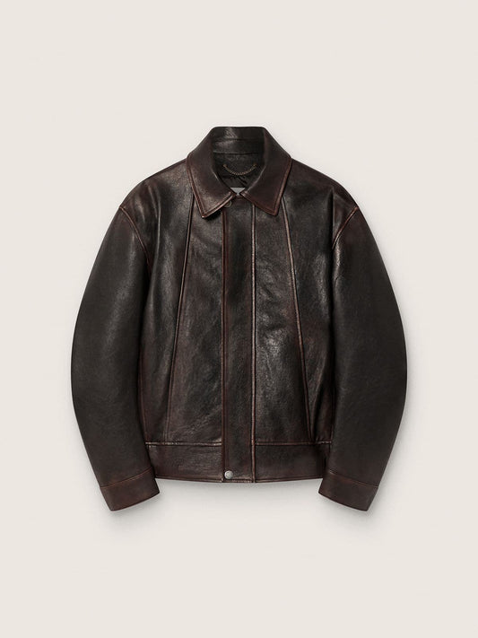 Men’s bomber jacket in burgundy nappa leather - Golden Goose Men