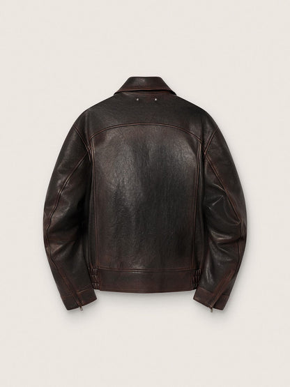 Men’s bomber jacket in burgundy nappa leather - Golden Goose Men