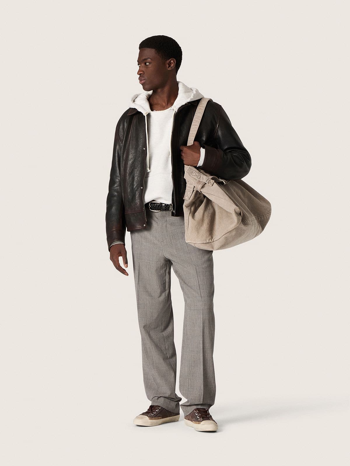 Men’s bomber jacket in burgundy nappa leather - Golden Goose Men