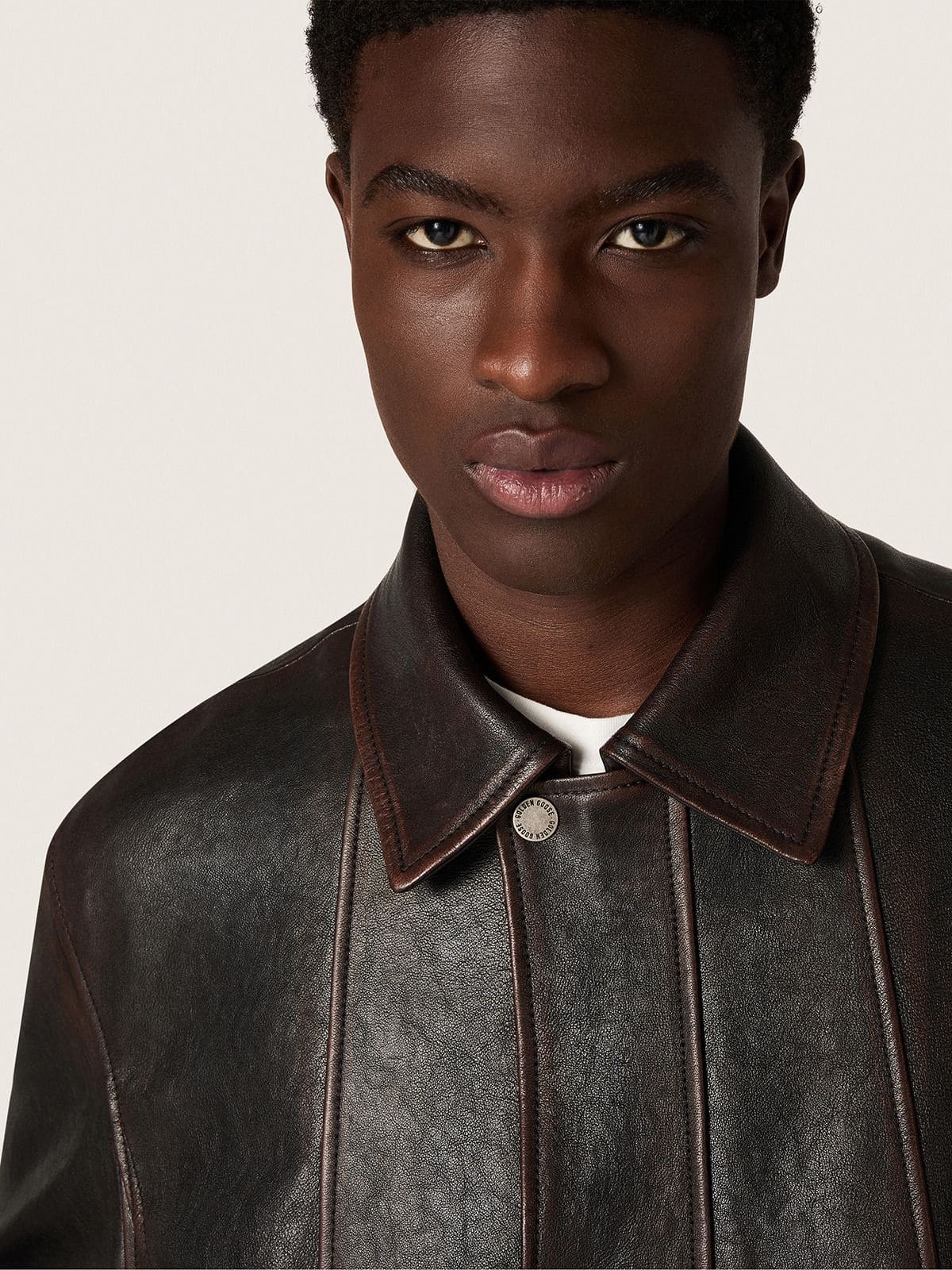 Men’s bomber jacket in burgundy nappa leather - Golden Goose Men